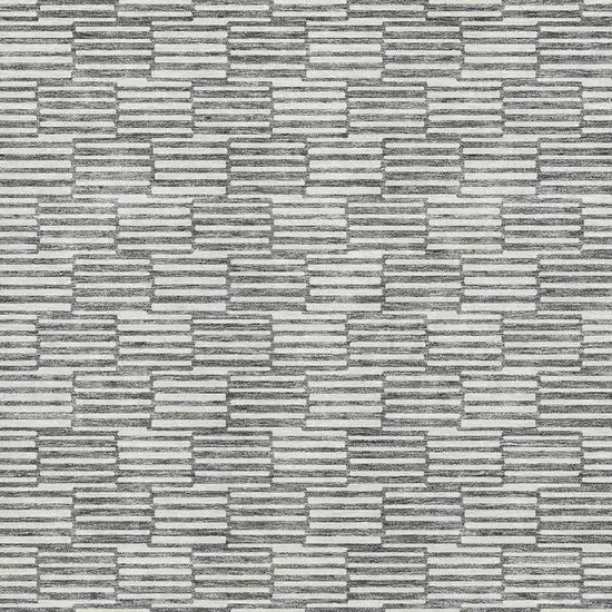 Gray And Ivory Abstract Geometric Washable Area Rug With UV Protection Photo 3