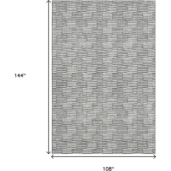 Gray And Ivory Abstract Geometric Washable Area Rug With UV Protection Photo 3