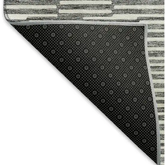 Gray And Ivory Abstract Geometric Washable Area Rug With UV Protection Photo 7
