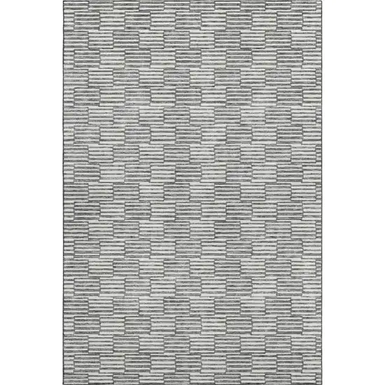 Gray And Ivory Abstract Geometric Washable Area Rug With UV Protection Photo 1