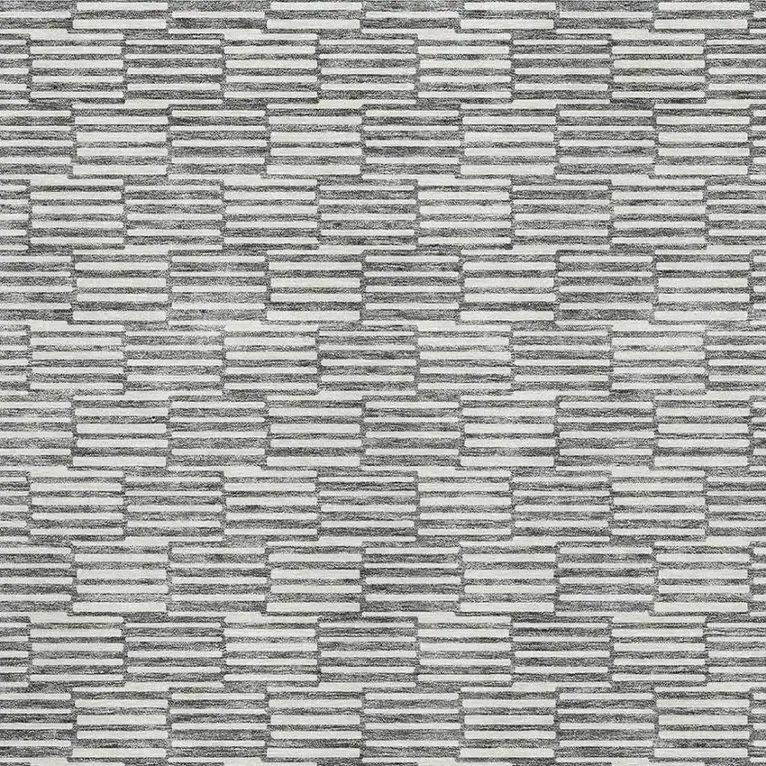 Gray And Ivory Abstract Geometric Washable Area Rug With UV Protection Photo 3