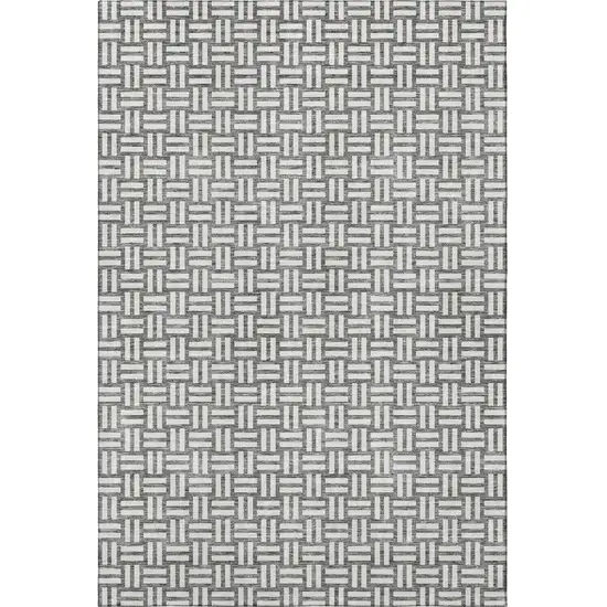 Gray And Ivory Abstract Geometric Washable Area Rug With UV Protection Photo 2
