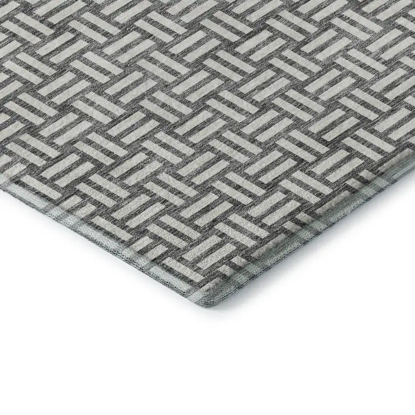 Gray And Ivory Abstract Geometric Washable Area Rug With UV Protection Photo 6
