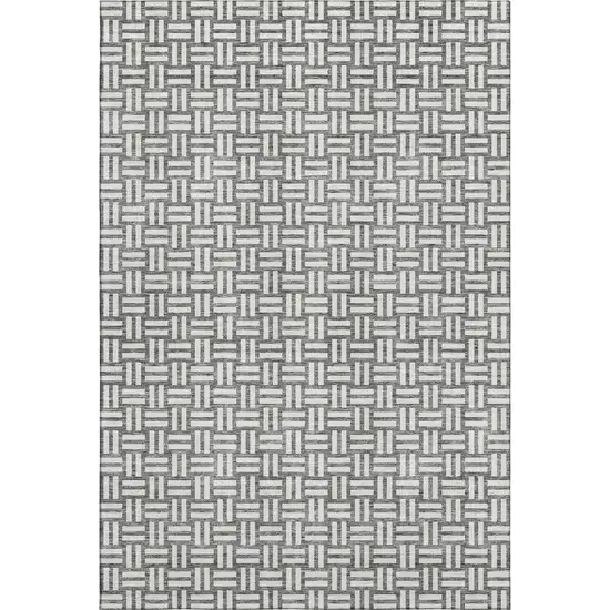 Gray And Ivory Abstract Geometric Washable Area Rug With UV Protection Photo 1