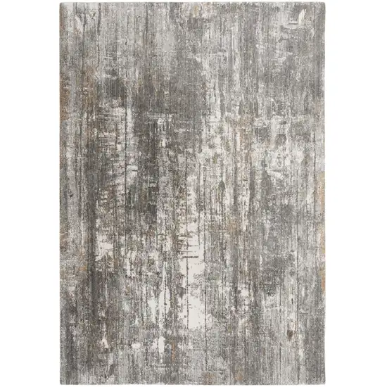 Gray And Ivory Abstract Hand Carved Handmade Area Rug Photo 2