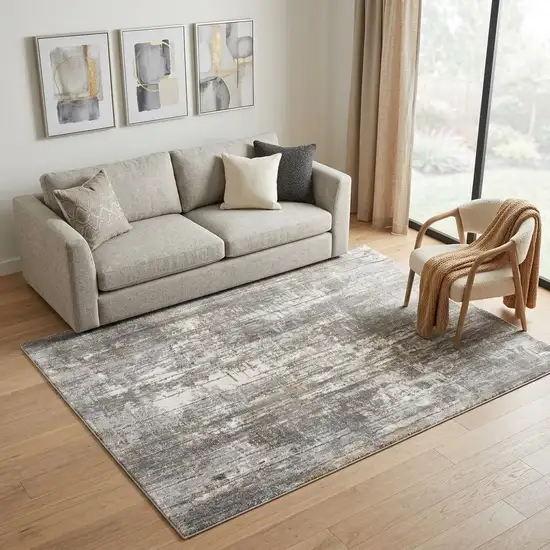 Gray And Ivory Abstract Hand Carved Handmade Area Rug Photo 1
