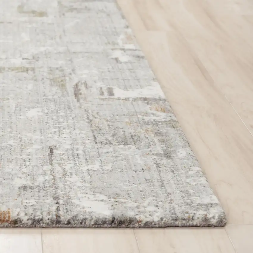 Gray And Ivory Abstract Hand Carved Handmade Area Rug Photo 3