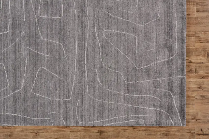 Gray And Ivory Abstract Hand Woven Area Rug Photo 9