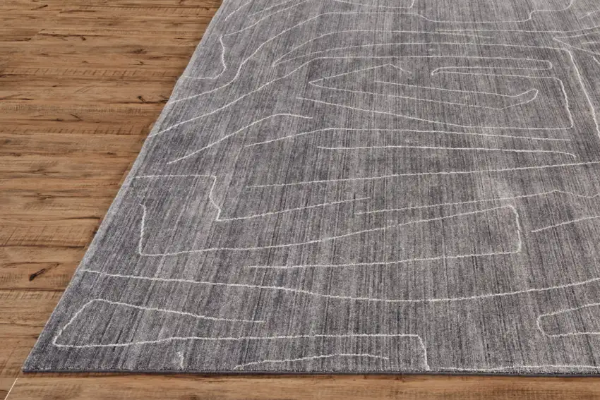 Gray And Ivory Abstract Hand Woven Area Rug Photo 8