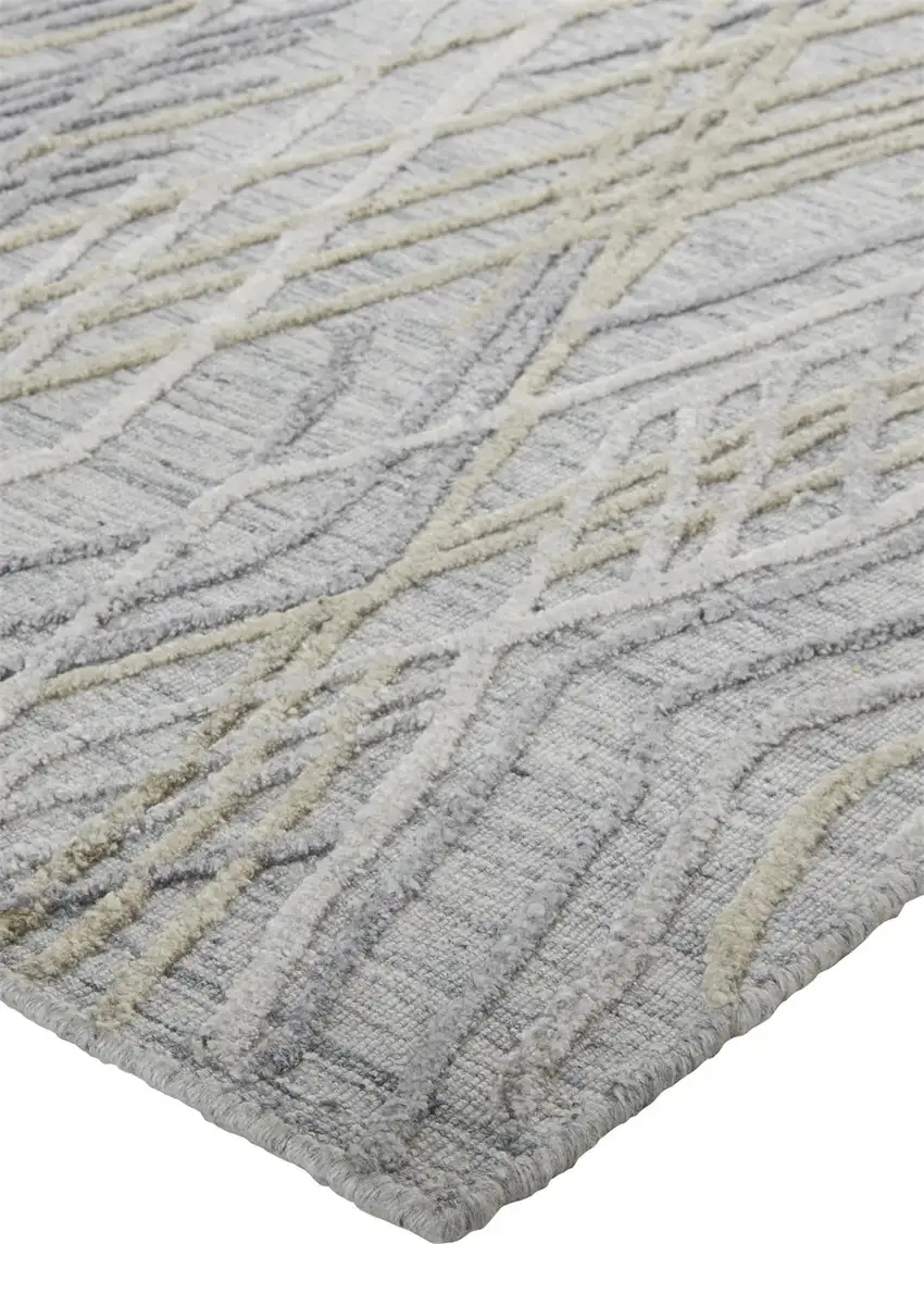 Gray And Ivory Abstract Hand Woven Area Rug Photo 8