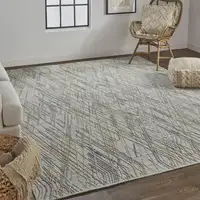 Photo of Gray And Ivory Abstract Hand Woven Area Rug