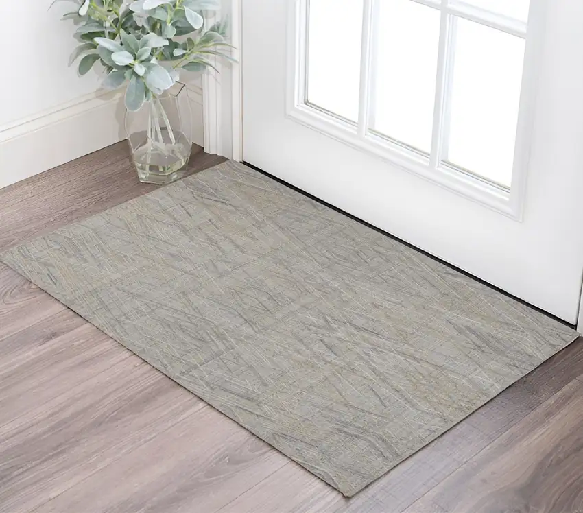 Gray and Ivory Abstract Hand Woven Area Rug Photo 1
