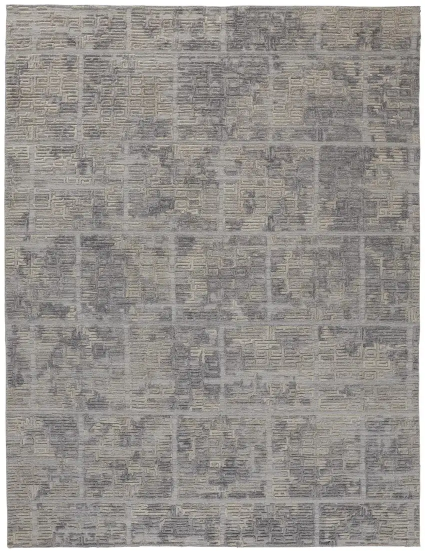 Gray And Ivory Abstract Hand Woven Area Rug Photo 1