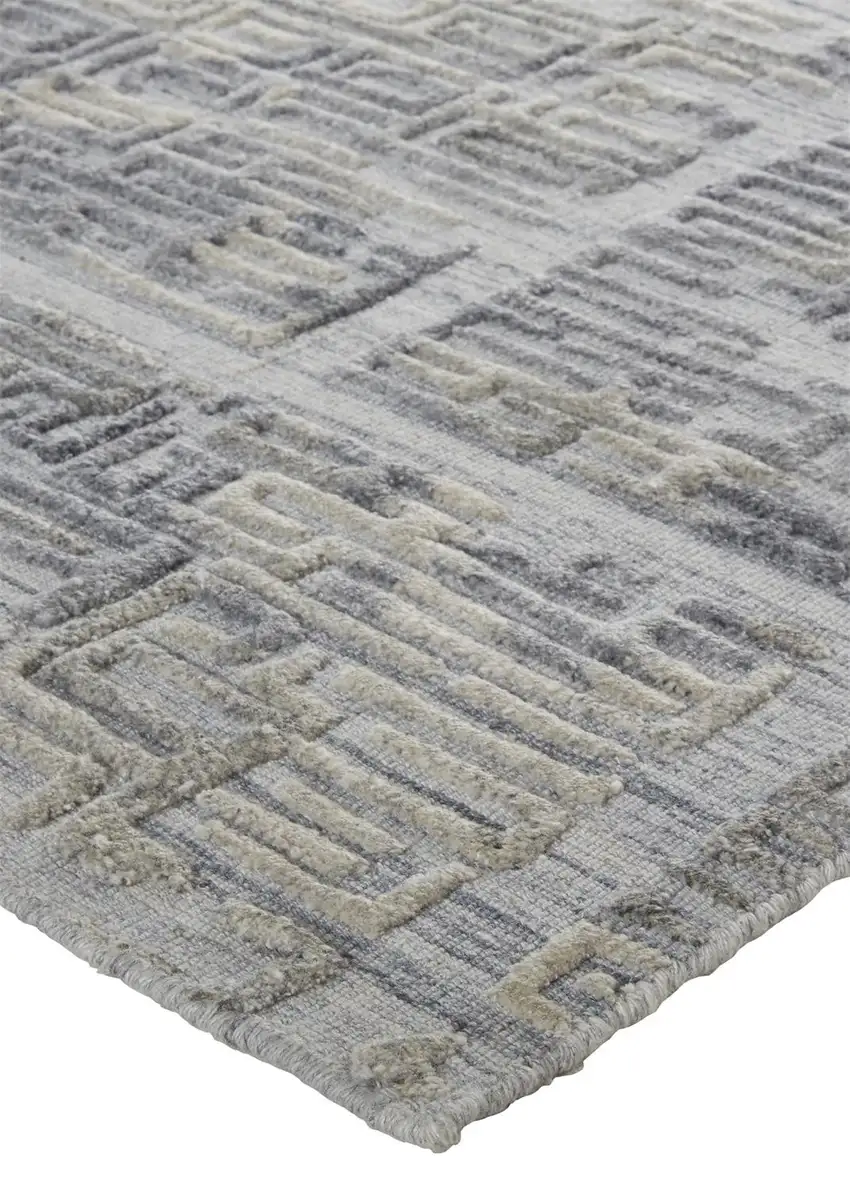 Gray And Ivory Abstract Hand Woven Area Rug Photo 4