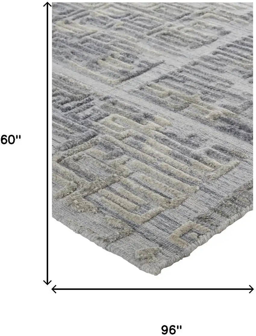 Gray And Ivory Abstract Hand Woven Area Rug Photo 9