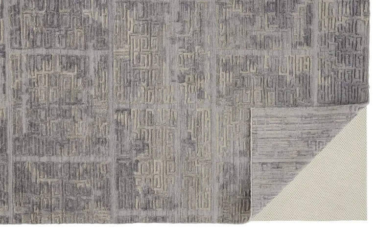 Gray And Ivory Abstract Hand Woven Area Rug Photo 3