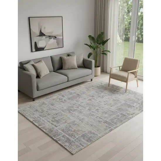 Gray And Ivory Abstract Hand Woven Area Rug Photo 1