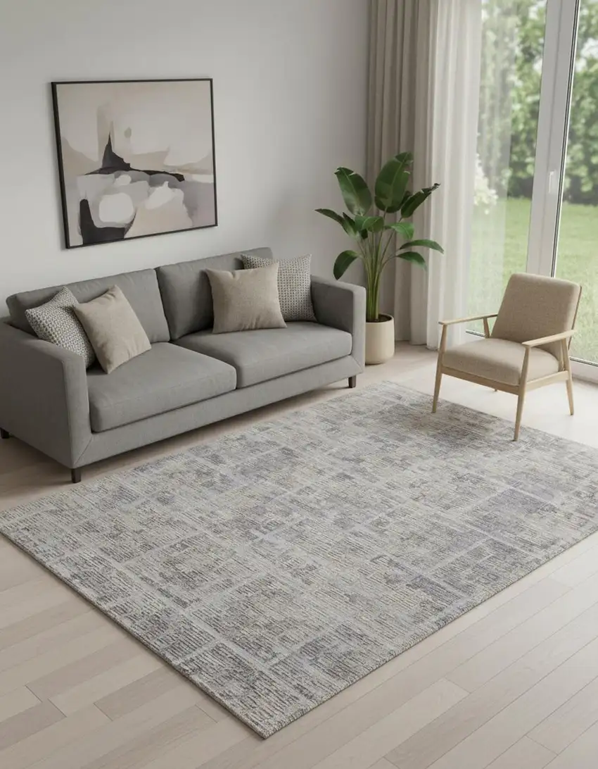 Gray And Ivory Abstract Hand Woven Area Rug Photo 1