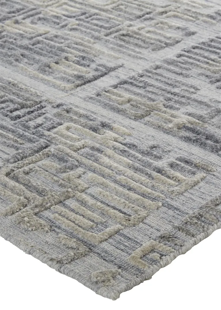 Gray And Ivory Abstract Hand Woven Area Rug Photo 4