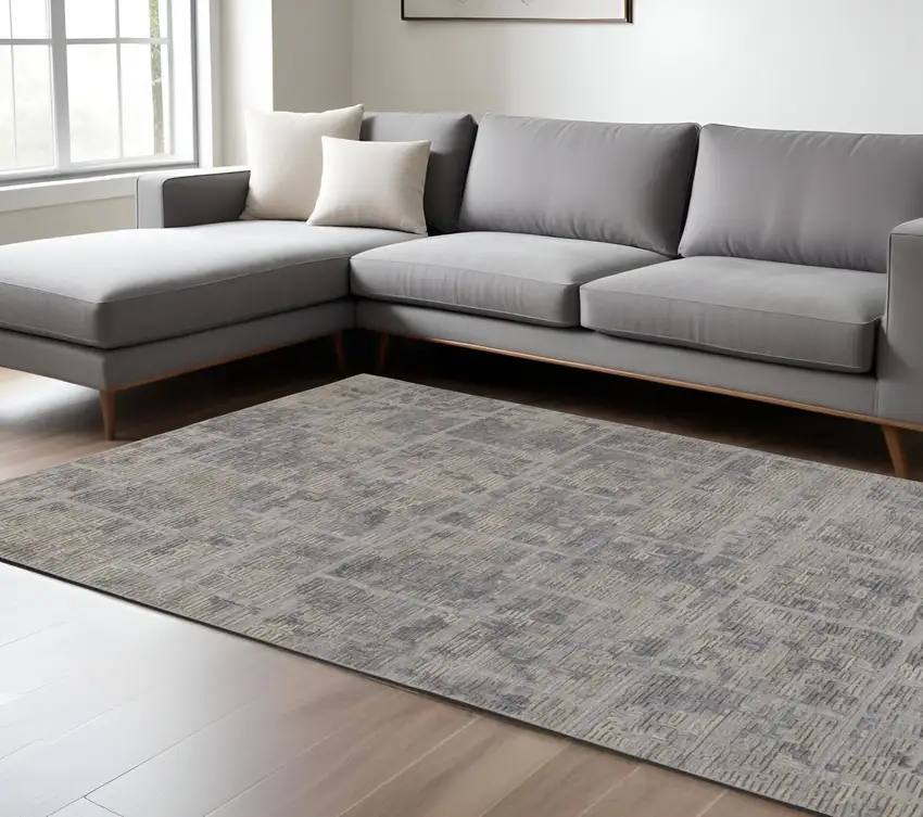 Gray And Ivory Abstract Hand Woven Area Rug Photo 1