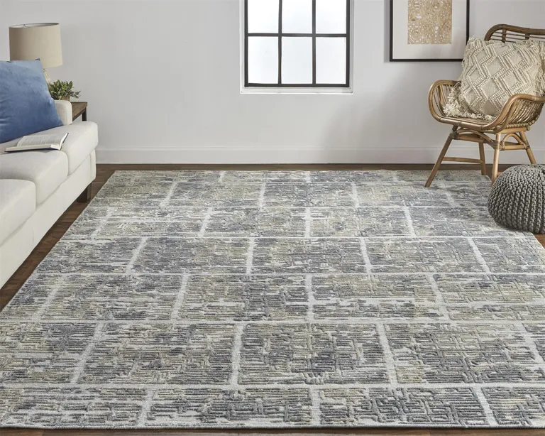 Gray And Ivory Abstract Hand Woven Area Rug Photo 2
