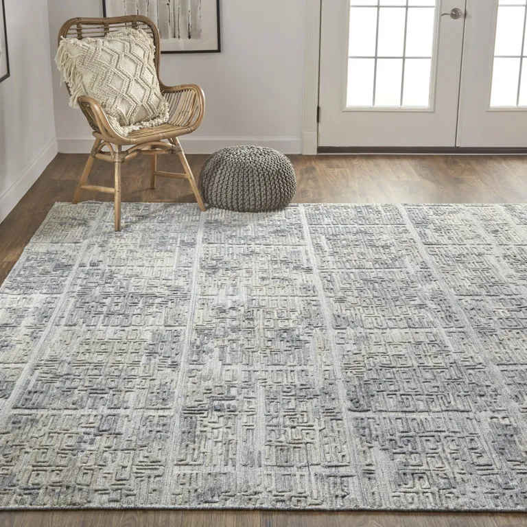 Gray And Ivory Abstract Hand Woven Area Rug Photo 4