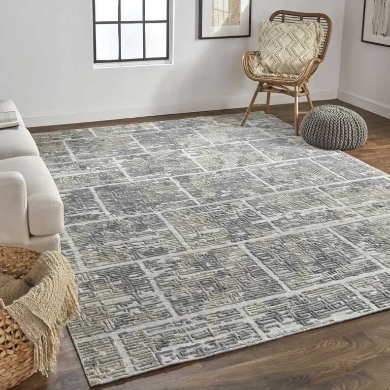 Gray And Ivory Abstract Hand Woven Area Rug Photo 3