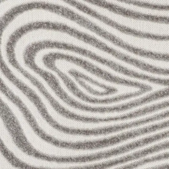 Gray And Ivory Abstract Indoor Outdoor Area Rug Photo 2