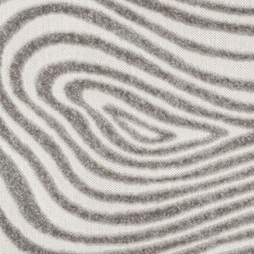 Gray And Ivory Abstract Indoor Outdoor Area Rug Photo 2