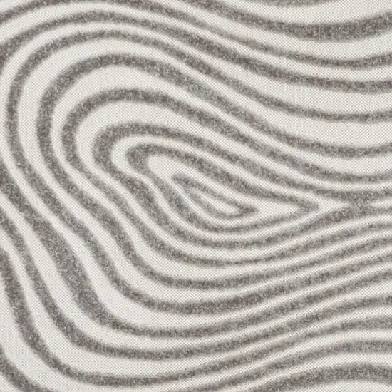 Gray And Ivory Abstract Indoor Outdoor Area Rug Photo 2