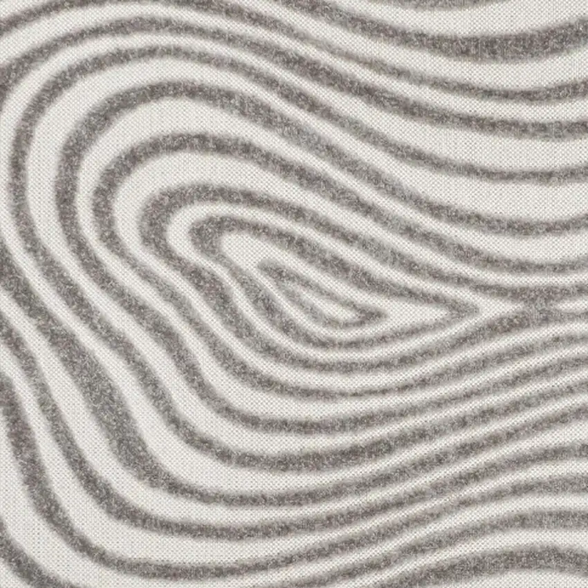 Gray And Ivory Abstract Indoor Outdoor Area Rug Photo 2