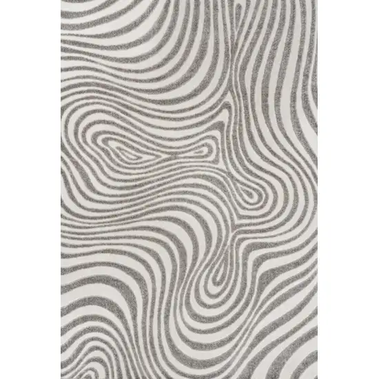 Gray And Ivory Abstract Indoor Outdoor Area Rug Photo 1