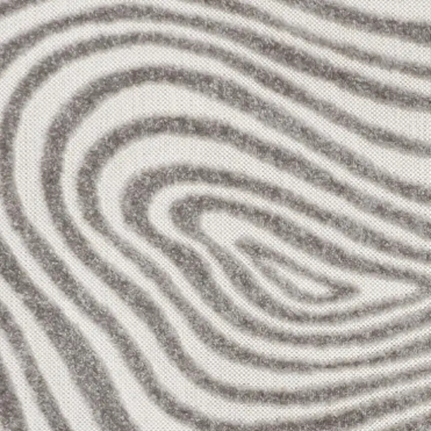 Gray And Ivory Abstract Indoor Outdoor Area Rug Photo 2