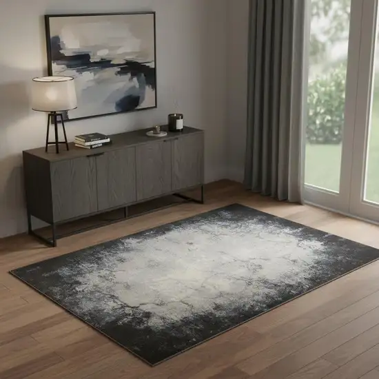 Gray And Ivory Abstract Non Skid Area Rug Photo 1