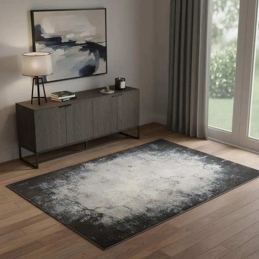 Gray And Ivory Abstract Non Skid Area Rug Photo 1