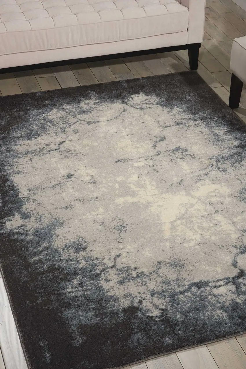 Gray And Ivory Abstract Non Skid Area Rug Photo 5
