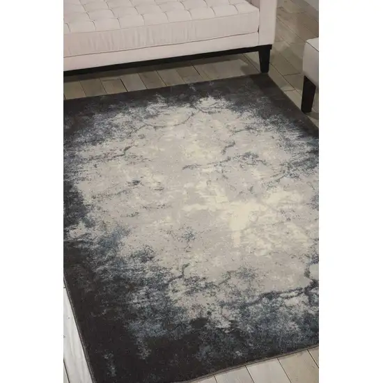Gray And Ivory Abstract Non Skid Area Rug Photo 5