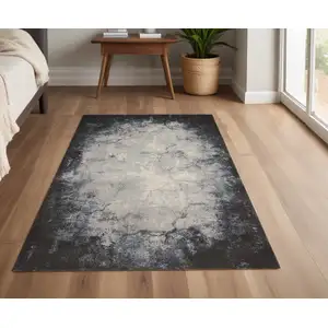 Photo of Gray And Ivory Abstract Non Skid Area Rug