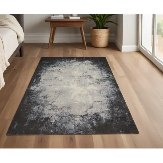 Gray And Ivory Abstract Non Skid Area Rug Photo 1