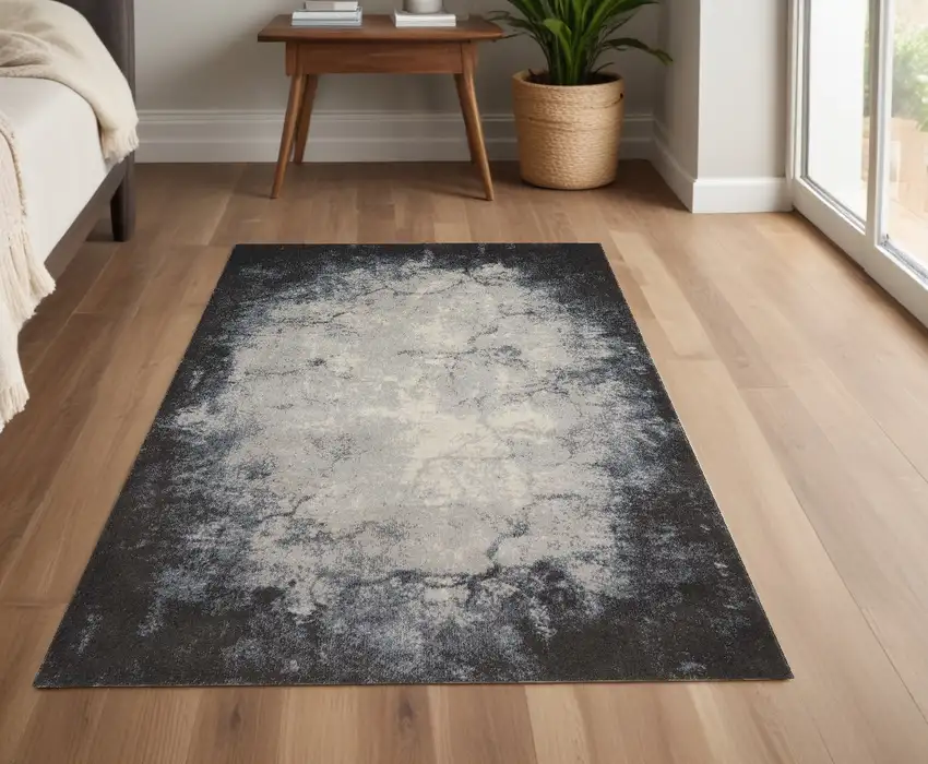 Gray And Ivory Abstract Non Skid Area Rug Photo 1