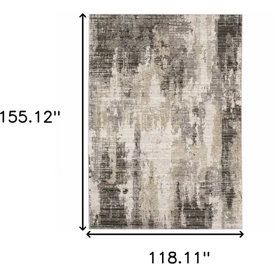 Gray And Ivory Abstract Power Loom Area Rug Photo 3