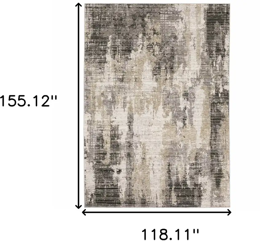 Gray And Ivory Abstract Power Loom Area Rug Photo 3