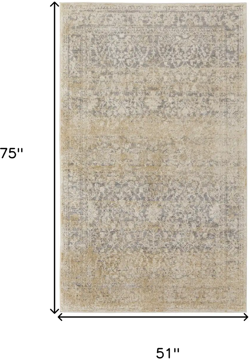Gray And Ivory Abstract Power Loom Distressed Area Rug Photo 10