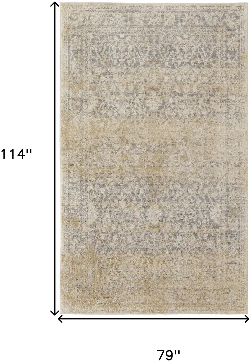 Gray And Ivory Abstract Power Loom Distressed Area Rug Photo 10