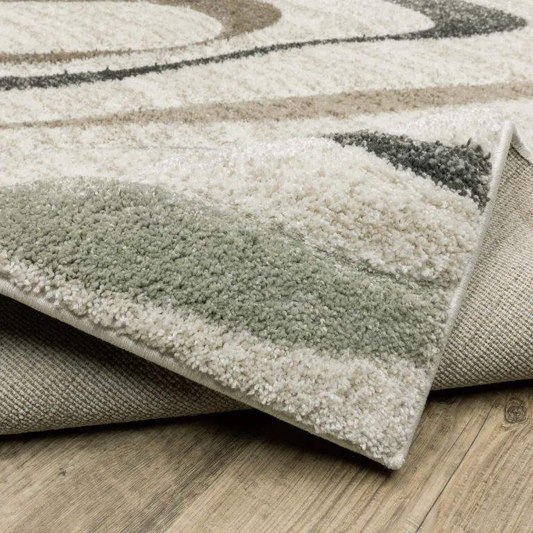 Gray And Ivory Abstract Power Loom Runner Rug Photo 5