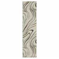 Photo of Gray And Ivory Abstract Power Loom Runner Rug