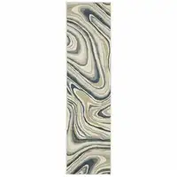 Photo of Gray And Ivory Abstract Power Loom Runner Rug