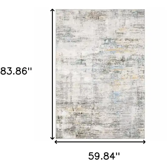 Gray And Ivory Abstract Power Loom Stain Resistant Area Rug Photo 3