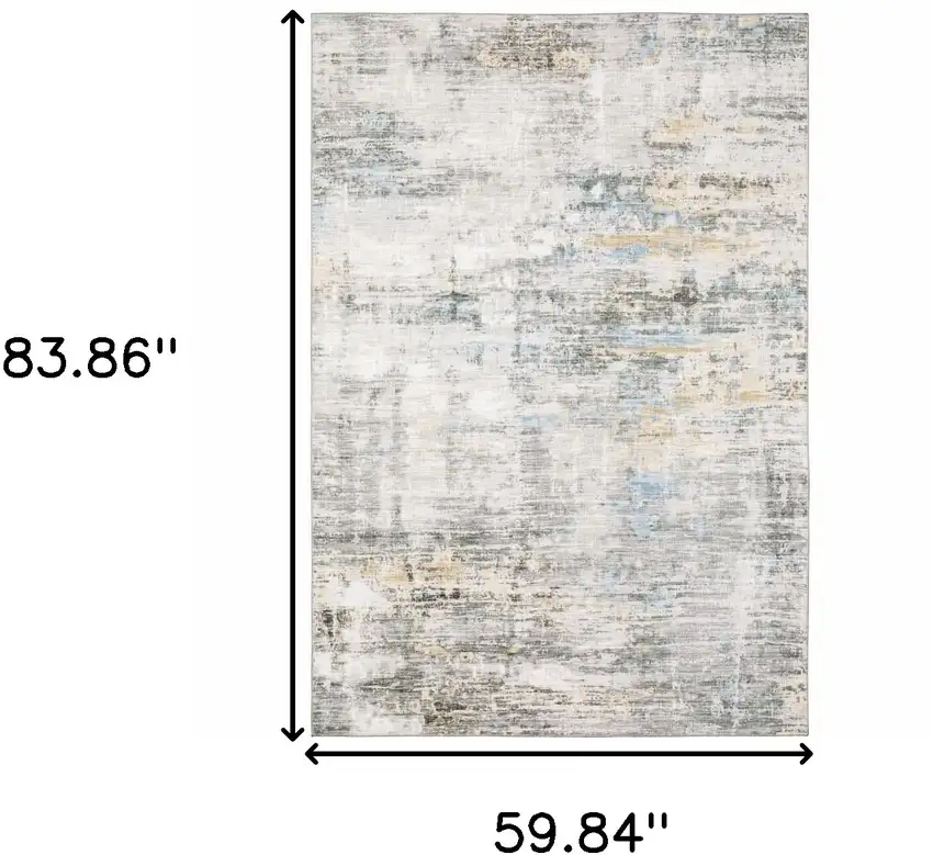 Gray And Ivory Abstract Power Loom Stain Resistant Area Rug Photo 3