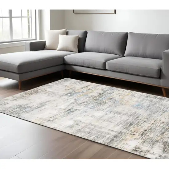 Beige And Gray Abstract Distressed Area Rug Photo 1